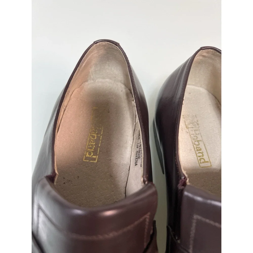 Haband Men's 10 EEE Extra Wide Brown Leather Penny‎ Loafers